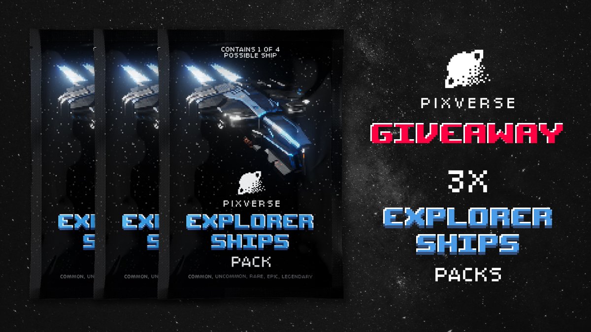 3x Explorer Ships GIVEAWAY to support our partners <a href="/Pixverse00/">Pixverse</a>
a game in development on <a href="/WAX_io/">WAX</a> 

Ends 30th Sept.

Ships DROP: neftyblocks.com/c/pixversegame

🚀Retweet
🪐Follow <a href="/Pixverse00/">Pixverse</a> 
🤍Like
🛰️Join Discord: discord.gg/FFwnGZqGtz
🛸Drop wallet

INFO: pixverse.io