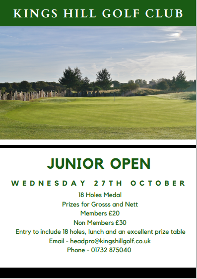 KingsHillGolf's tweet photo. Start planning for the October half term, entries now open for our Junior Open ⛳

@Kent_Golf_ @KingsHillGolf @GolfGrowing https://t.co/Wy2vYL8hjP