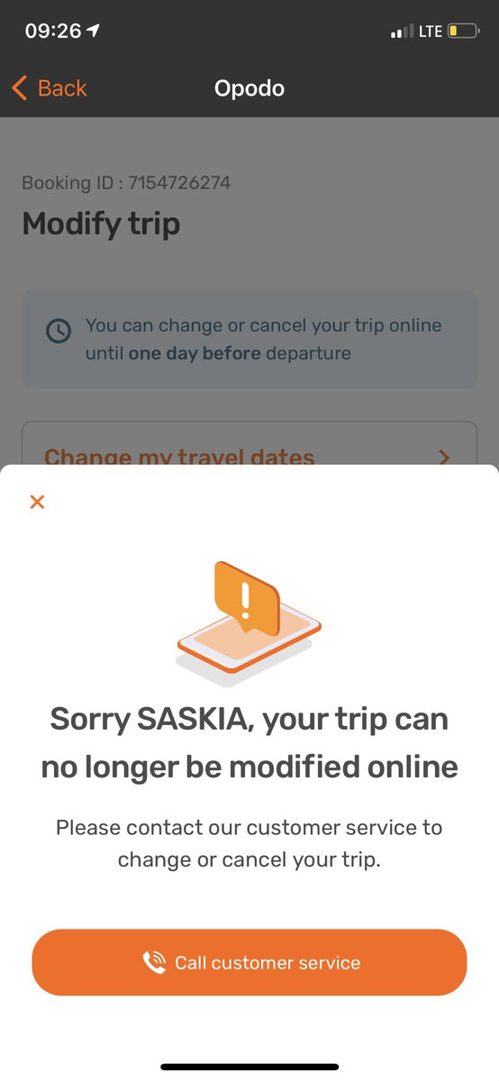 saskiaellen's tweet photo. @opodo Thank you for response. I have tried rebooking online and get the attached outcome. When I ring customer service I am told that I am not a priority as my flight is over 2 weeks away and to ring nearer the time. Even though I got an email labelled ‘URGENT’ 1/2 https://t.co/4lJISslZGY