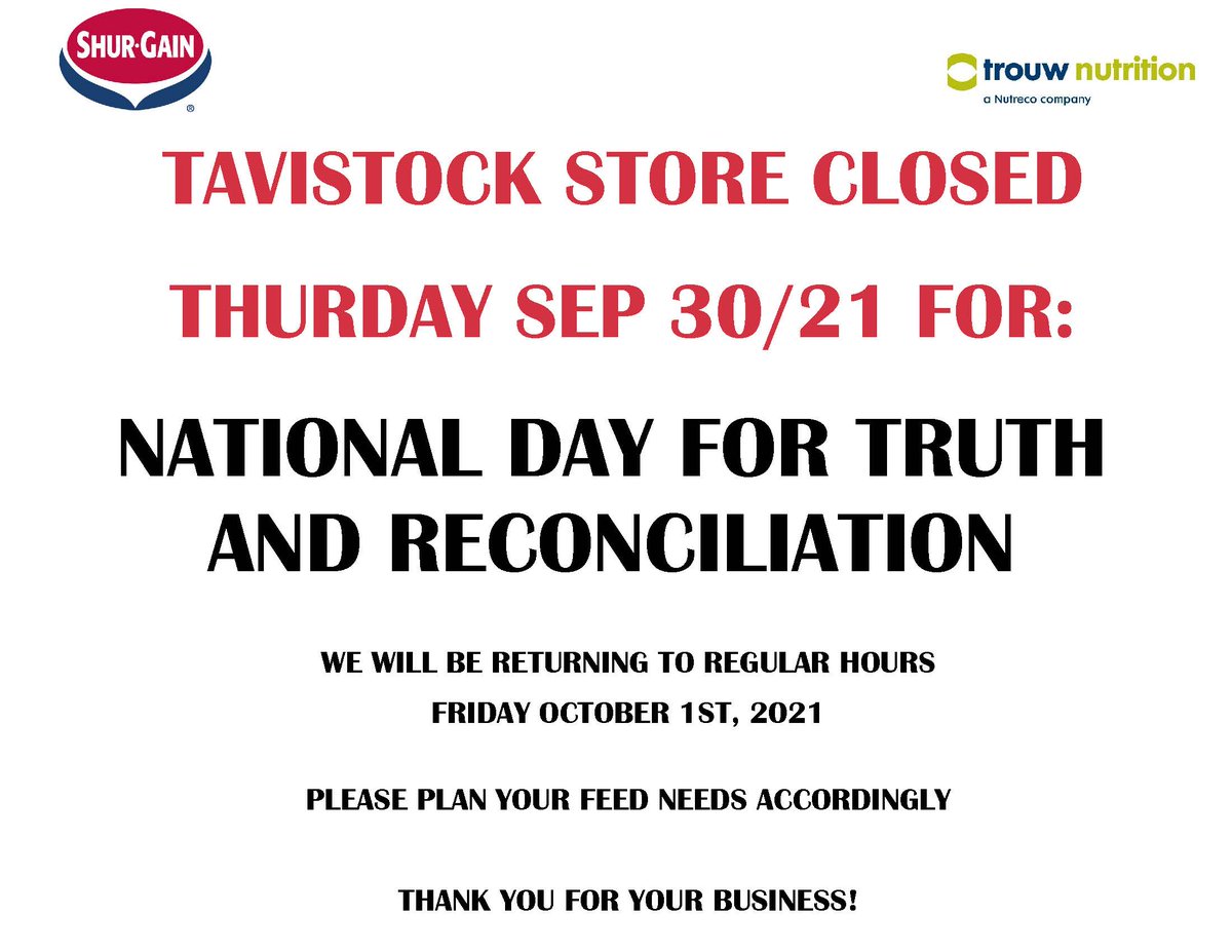 Attention Customers: Our office will be closed Thursday for National Day of Truth and Reconciliation.