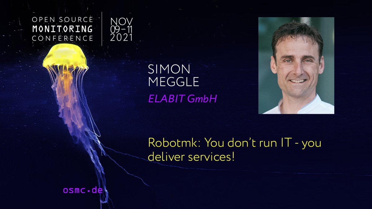 SimonMeggle's tweet photo. I am very proud to be a speaker at this year's #OSMC conference in Nuremberg.
(And looking forward to meeting old colleagues :-) )
The schedule: https://t.co/6wzwVarP9x
#robotmk #e2e #monitoringlove #checkmk #robotframework https://t.co/TK8tEn6Oc4