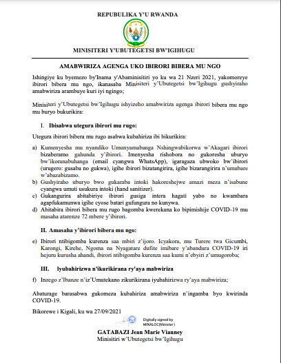 AMABWIRIZA AGENGA UKO IBIRORI BIBERA MU NGO