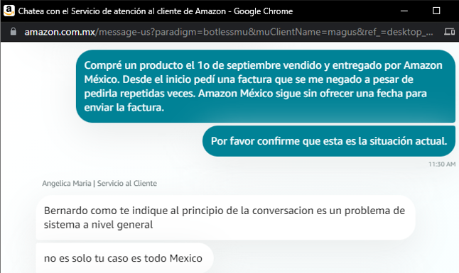 bbravog's tweet photo. @amazonmex  más de 3 semanas y no mandan una factura de productos vendidos por ustedes. En servicio a clientes solo largas. La explicación "no es solo tu caso es de todo México" https://t.co/X19fzBq9Ua