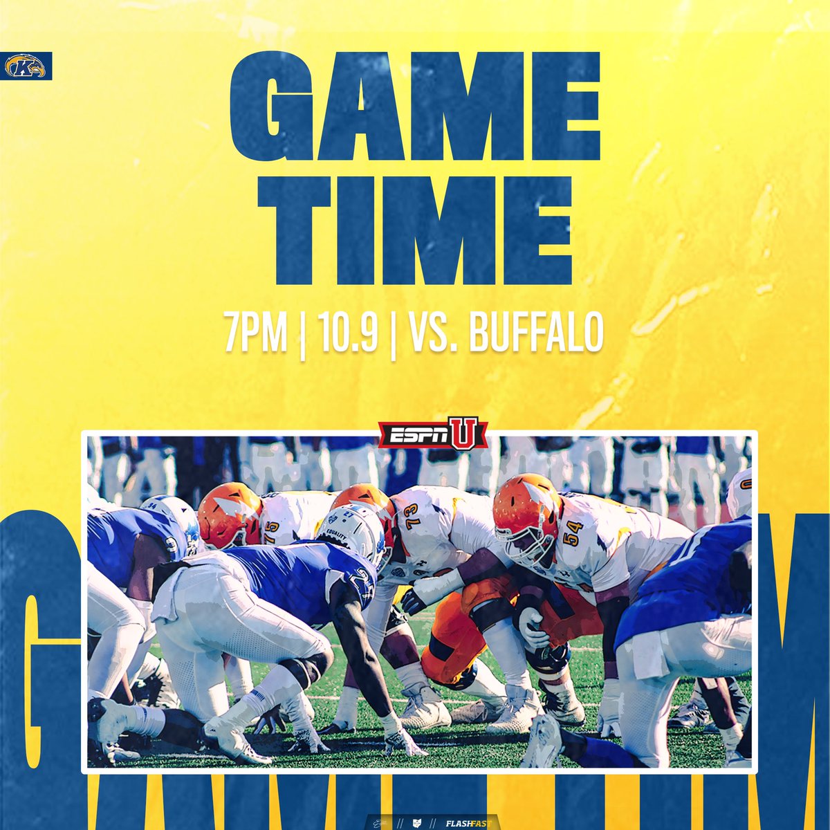 Hit the lights… We’ve got a night game👀

Our home game next weekend against Buffalo will kickoff at 7 P.M. on ESPNU!

#FlashFAST⚡️| #BeTheAlpha