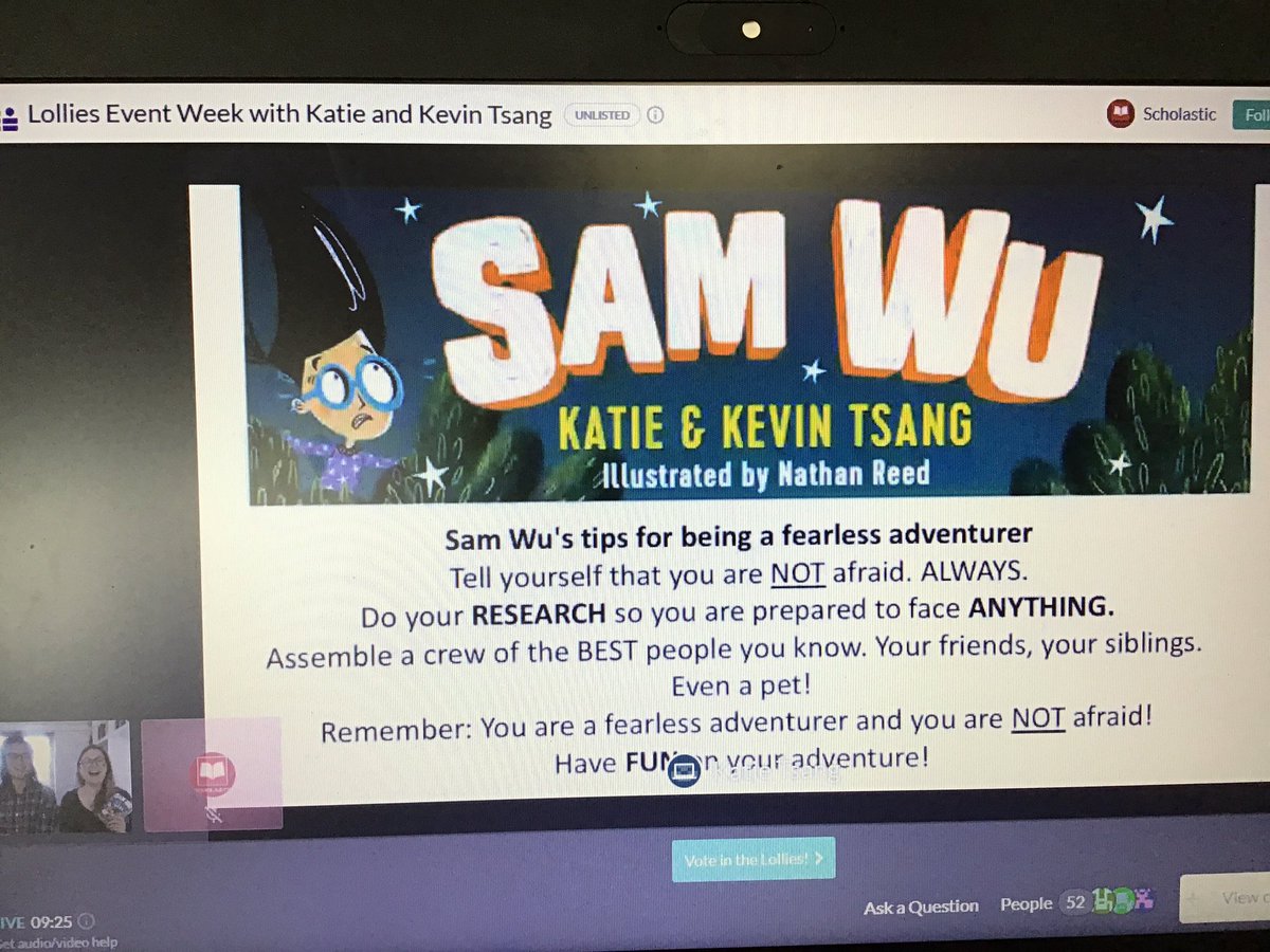 yr3melthamce's tweet photo. Our new class novel is ‘Sam Wu is NOT Afraid of the DARK’ by @kwebberwrites and Kevin Tsang. We learnt about how they plan and write their books together in the @scholasticuk #lollies2022 event on Friday. We are very happy to be part of the #lolcrew 😀📚#melthamenglish https://t.co/P4fJF7scut