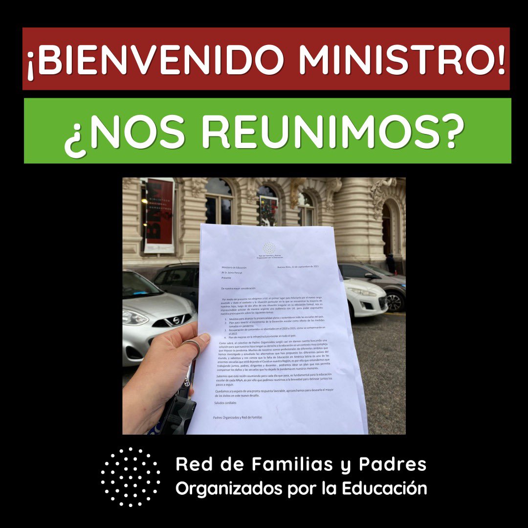 PadresOrgBBca's tweet photo. Los Padres Organizados nunca fuimos recibidos por Nicolás Trotta.
Renovamos nuestra esperanza y ahora le pedimos reunión a @jaimeperczyk
Esperemos que esta vez el ministro de @EducacionAR sí nos escuche. https://t.co/0D7RuMaA8M