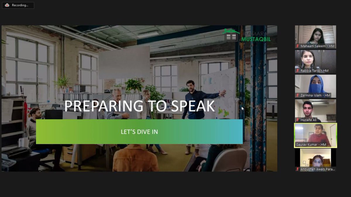 HMustaqbil's tweet photo. The second theme of the #SkillshareWeek "Taking the Stage: A guide to effective #PublicSpeaking" has been successfully conducted today, on 27th September, 2021. The session was extremely informative, touching up on the nitty-gritty of effective public speaking. 
(1/3) https://t.co/Ei9vfXxFME
