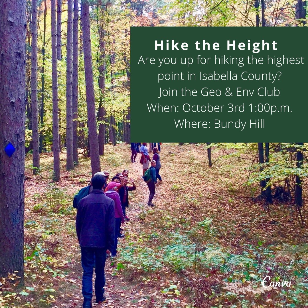 CMichGEC's tweet photo. Join us at Bundy Hill on Sunday, October 3rd at 1pm for a fun hike! More information will be provided at our next meeting, Wednesday 29th, 5pm. We hope to see you all there🌻 https://t.co/kOnU2PSzmm