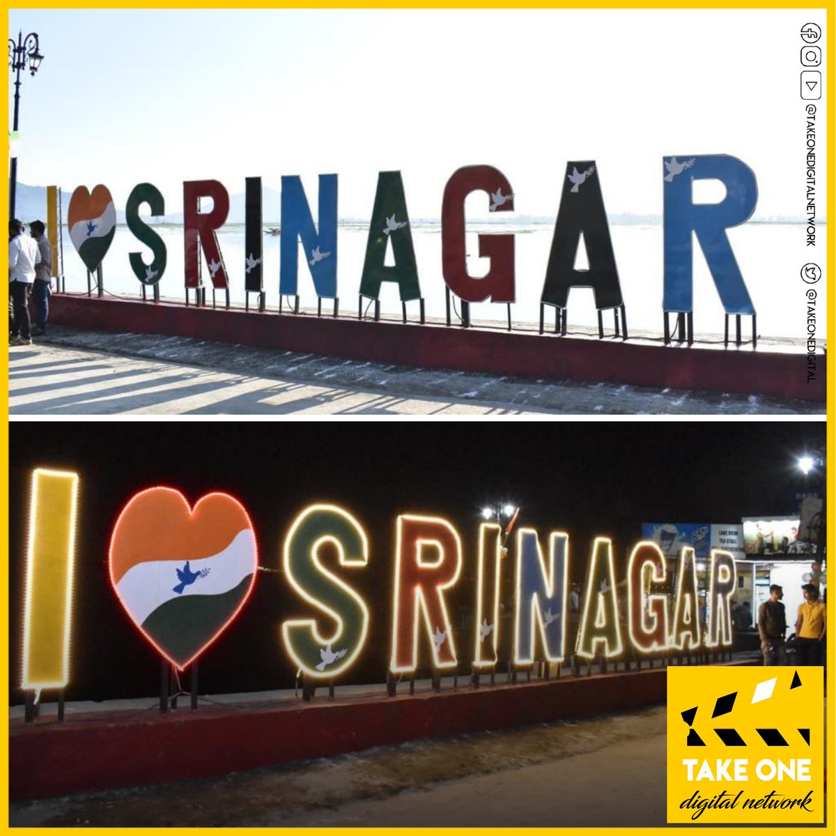 takeonedigital's tweet photo. New I ❤️ Srinagar display comes up at Nishat, Srinagar. Created by local craftsmen with teams from @sclsrinagar, the Army & Sunrise in Kashmir @srkngo, the typograph was inaugurated by CEO Smart City & Commissioner @SMC_Srinagar @AtharAamirKhan
#JammuAndKashmir https://t.co/vqIBtC4CsV
