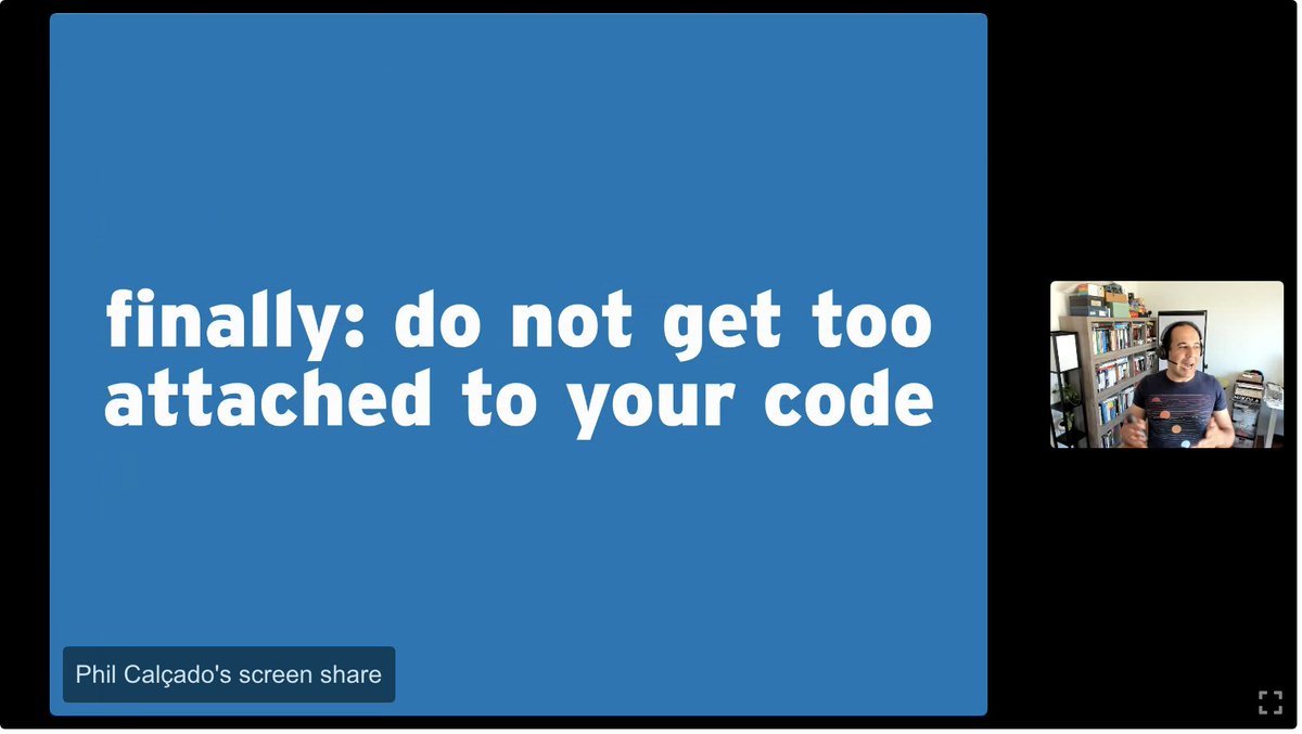 aserebrenik's tweet photo. Speed of change is more important than quality, so do not get attached to your code, do not try to make it better. Write-only-through-away software.  -- @pcalcado's keynote at #scam21 keynote. @ieeescam https://t.co/ZPaD86jDqt