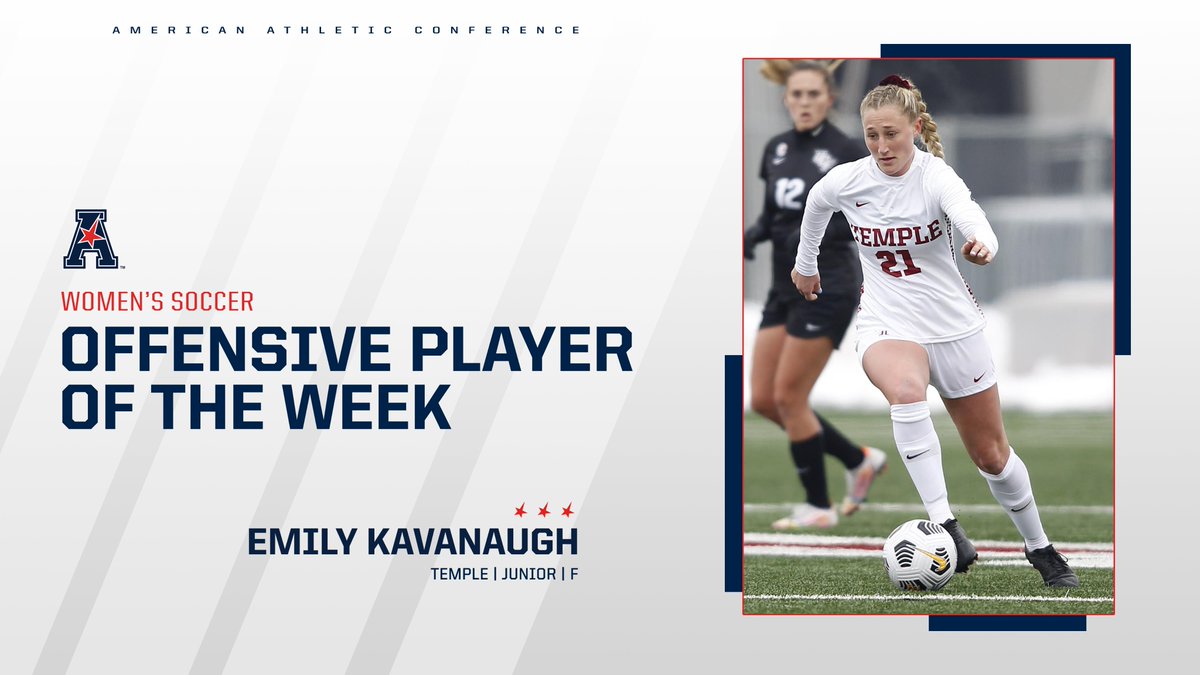 Scored 2 goals in 3 mins in a come-from-behind conference win - <a href="/templewsoccer/">Temple Women’s Soccer</a>'s Emily Kavanaugh is this week's #AmericanWSoc Offensive Player of the Week!