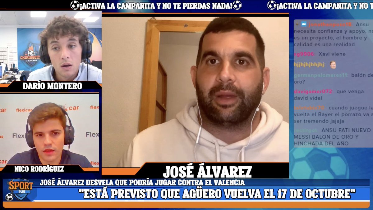 elchiringuitotv's tweet photo. 🚨 "Está PREVISTO que AGÜERO regrese el 17 de OCTUBRE"

‼ Lo está contando @10JoseAlvarez en #SportPlus. 

¡Vente ya a @TwitchES! 👉 https://t.co/D7dqcx1x2q https://t.co/G85Vk4bxED