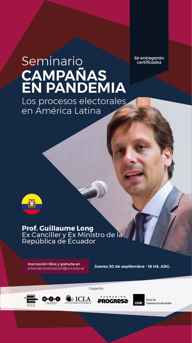 ICLA_UNR's tweet photo. 🔊 Este jueves 30/09 seguimos con el Seminario #CampañasEnPandemia Dialogaremos con @mochagarcian y  @GuillaumeLong No te lo pierdas! 
➡️ Si aún no te inscribiste, estás a tiempo: https://t.co/IA4wWDeYSa https://t.co/Q3YG3iJNZt