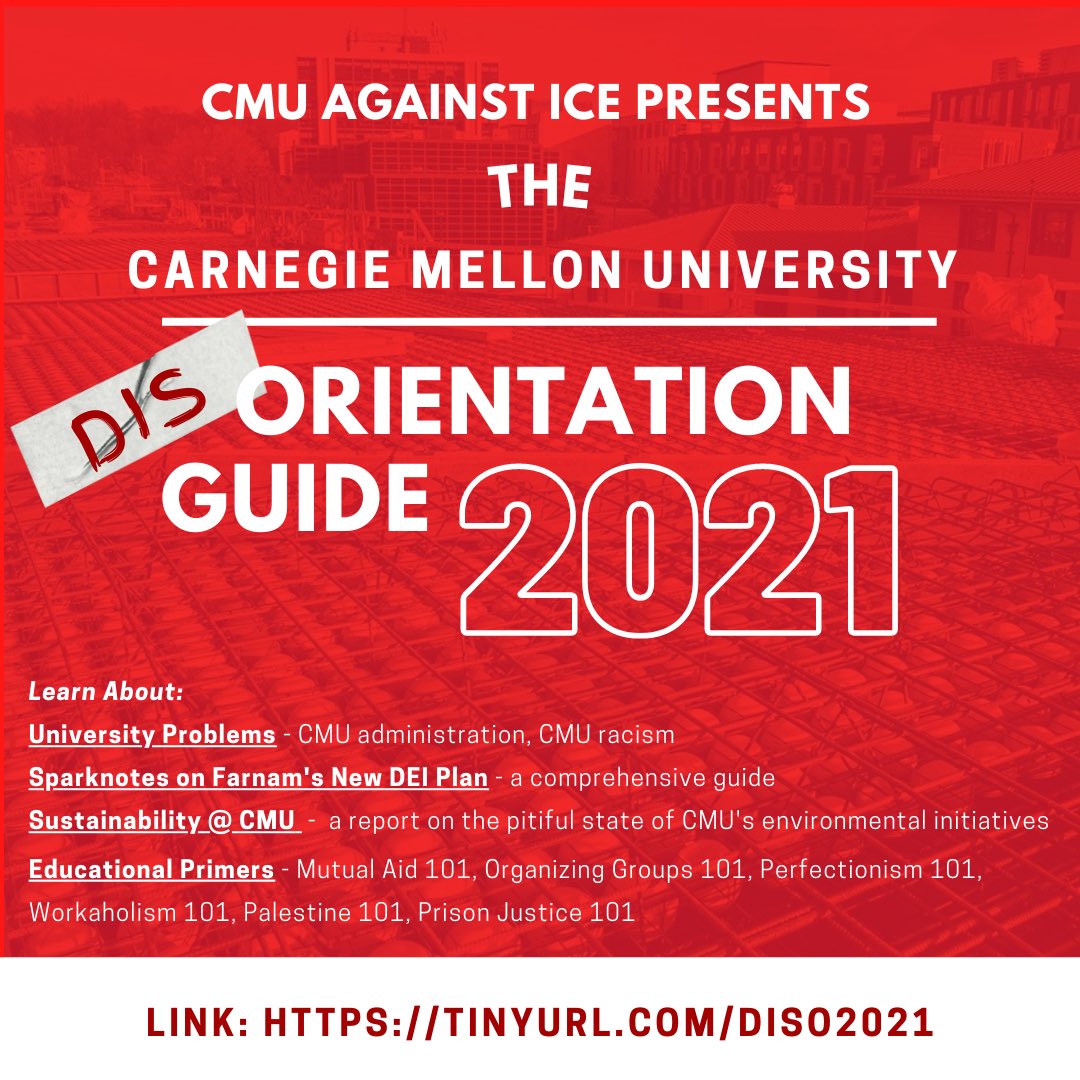cmuwontbuildit's tweet image. 🥳Dis-O is BACK! 🥳

Check out our SECOND (Dis)Orientation Guide, filled with useful info on CMU racism &amp;amp; sustainability issues, primers on mutual aid, and more! See it all at tinyurl.com/DisO2021 ✨