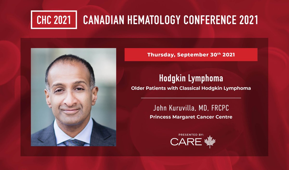 wearecare's tweet photo. CHC co-Chair, Dr. John Kuruvilla, @pmcancercentre, is speaking in our #HL session at this year's #CHC21. Listen to Dr. Kuruvilla's presentation update on older patients with classical Hodgkin Lymphoma.

To access his presentation, register here-->https://t.co/UrJp548SsL https://t.co/cZvOrUsJtd