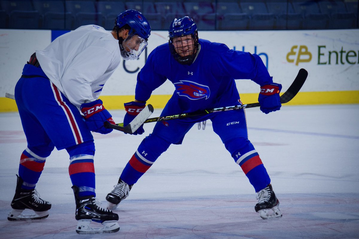 RiverHawkHockey's tweet photo. Game week got us feelin’ good 😁 

#UnitedInBlue | #HockeyEast https://t.co/4j7iibPsfT