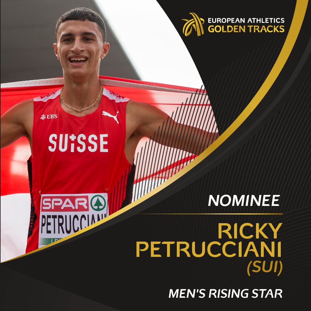 Retweet to vote for Ricky Petrucciani 🇨🇭 as your men's Rising Star!

🎂 21
🥇 European U23 400m champion
📊 European U23 leader at 45.02

Voting closes at midnight CET on 3 October.

#GoldenTracks