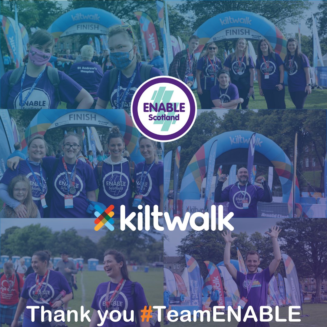 Enable_Tweets's tweet photo. 🥳 #ThankYou #TeamENABLE 🥳

#ScotlandsKiltwalk was a fantastic success!

🚨 Remember, you can fundraise or donate until Monday 4th October!  All donations will be topped up #50percentmore by @THunterF 

Donate at 👉 https://t.co/CJEmM7eZUg

💜 Thank you #ENABLEfamily 💜 https://t.co/2gO4gBKZDE