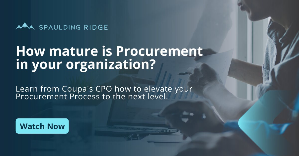 Spaulding_Ridge's tweet photo. Are you happy with your Procurement Process? Discover the benefits of gaining clarity around your business spend management from @Coupa's CPO, Michael Van Keulen.
https://t.co/DdEC7LEof7
#spauldingridge #bestincloud #coupasoftware #procurement #CPO https://t.co/3OXWO51WiB