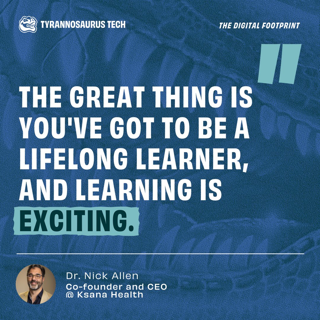 What's it like running a startup? According to Dr. Nick Allen, CEO of Ksana Health, it's about embracing the journey as a lifelong learner. 

Hear more about Dr. Allen's journey from college professor to startup founder on The Digital Footprint podcast. ➡️ spoti.fi/3netVXH