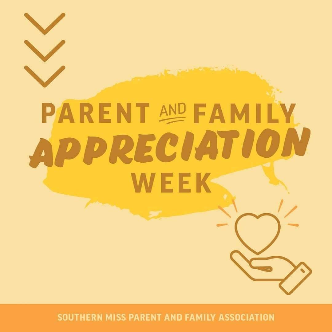 It's Parent and Family Appreciation Week, September 27 – October 1, 2021! The official hashtag for the week is #thankUSoMuch! Click here: forms.usm.edu/fyi/view.php?i… to submit your words of appreciation NOW!
SMTTT! 🖤💛