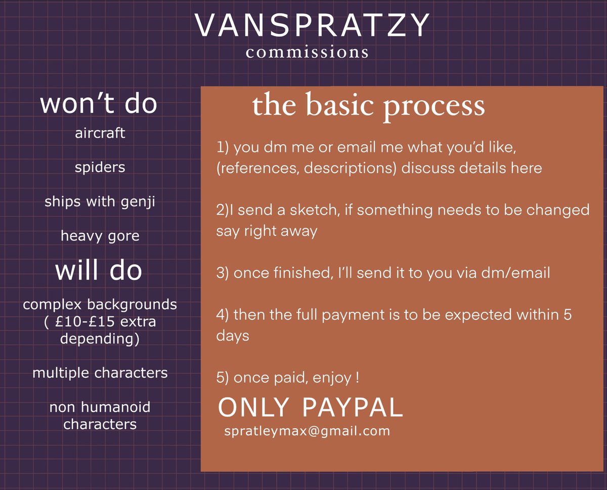 vanspratzy's tweet photo. Hereโs my new updated commisions sheet! Please read if your interested ๐๐ #commissionsopen #comms #dnd #dndcommisions https://t.co/bk6OU6bMQO