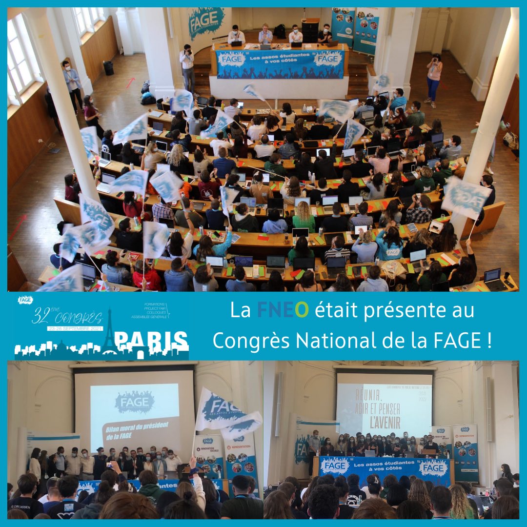 La_FNEO's tweet photo. #CongresFNEO | Ce week-end la FNEO participait au Congrès National 2021 de la @La_FAGE !
Celui-ci était riche en tout point : formations, tables rondes, échanges, gala, ciné-débat project fair, assemblée générale…🗣 https://t.co/ccmdh1fNVX