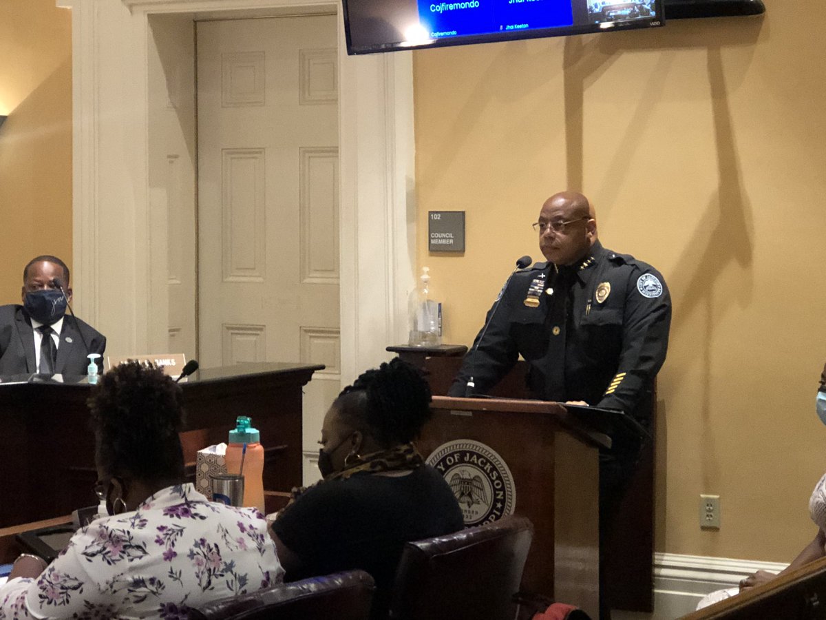 angarner's tweet image. City council votes 4-3 to reconfirm James Davis as Jackson Police Chief