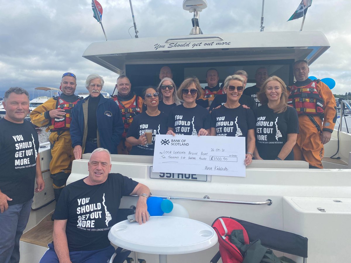 This morning we visited Hugh Kinnaird owner of WaWa on his berth to be presented with a cheque to the sum of £2,500.00 This sum of money was raised by Hugh having T- shirts made and selling them to all the boating community on Loch Lomond #youshouldgetoutmore #lochlomond #llrb