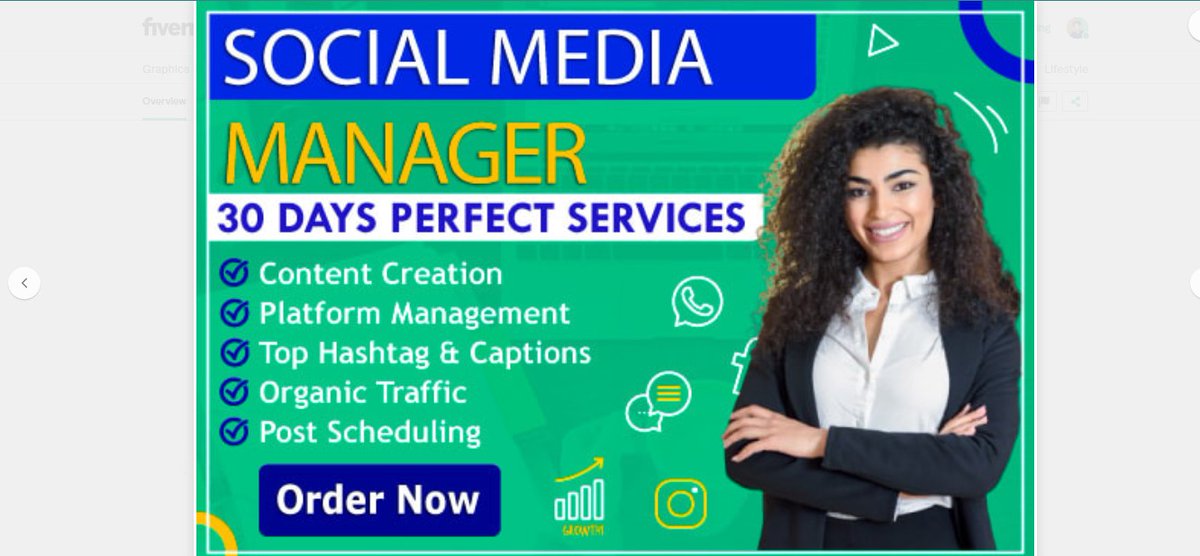 I will be your social media marketing, content creator &amp; advertising
If you want to advertise your service or product, then social media marketing is the best method to promote your Business. I will promote services or products to million of people through social media marketing