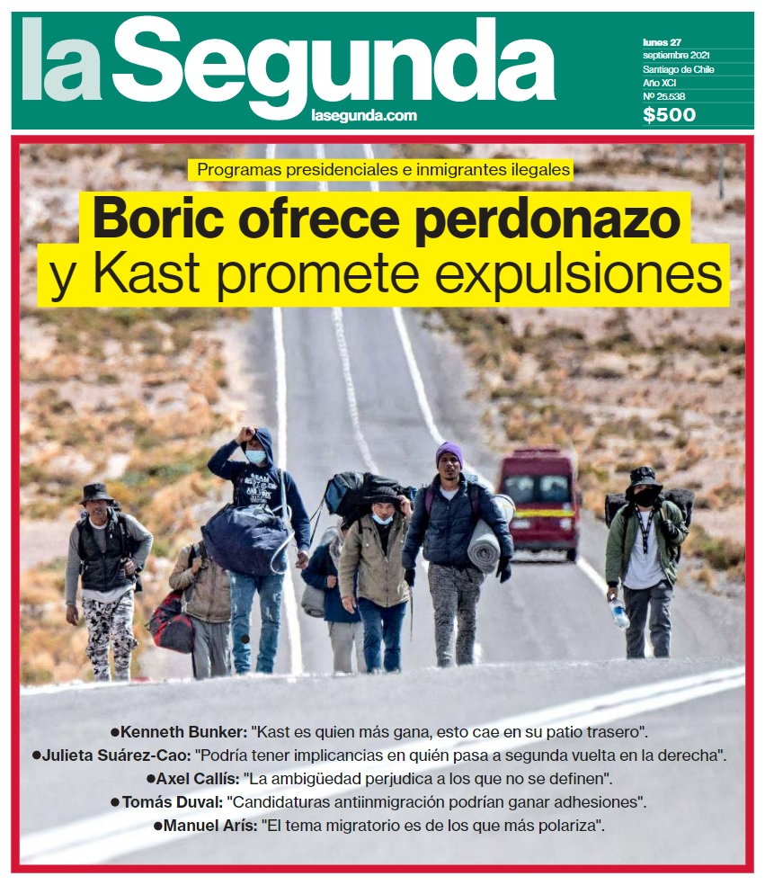 sergiou01329861's tweet photo. Inmigrantes. Hoy sólo interesa lo que piensen los potenciales presidenciables Boric o Kast.
Boric abre fronteras y da perdonazos, mientras que @joseantoniokast promete aumentar control en fronteras y expulsar a delincuentes o ilegales. https://t.co/JgS3Yck9Ip