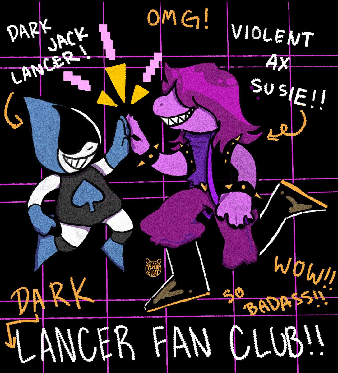 peachyfloat's tweet photo. some recent #DELTARUNE drawings! #DeltaruneChapter2Spoilers #deltarunechapter2 #spamton #lancer #susiedeltarune #queendeltarune https://t.co/fUYfmzRJIb