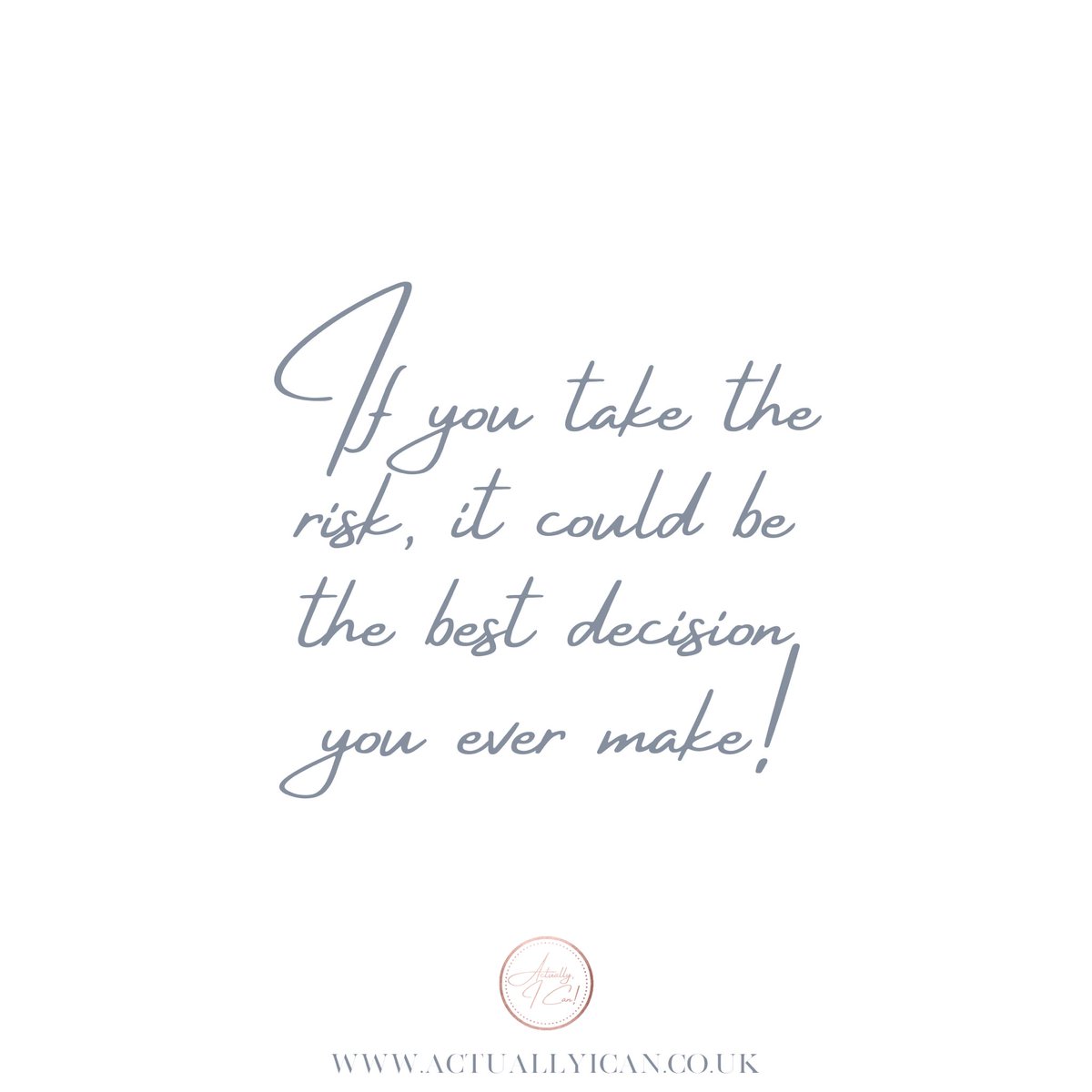 Do you have a dream or goal you want to reach but in order to reach it you need to take a risk that you are afraid of?

I’ve been there! I was petrified about taking a risk for my business! But once I did it, It was the best decision I made! 

#risktaker #mindsettosuccess