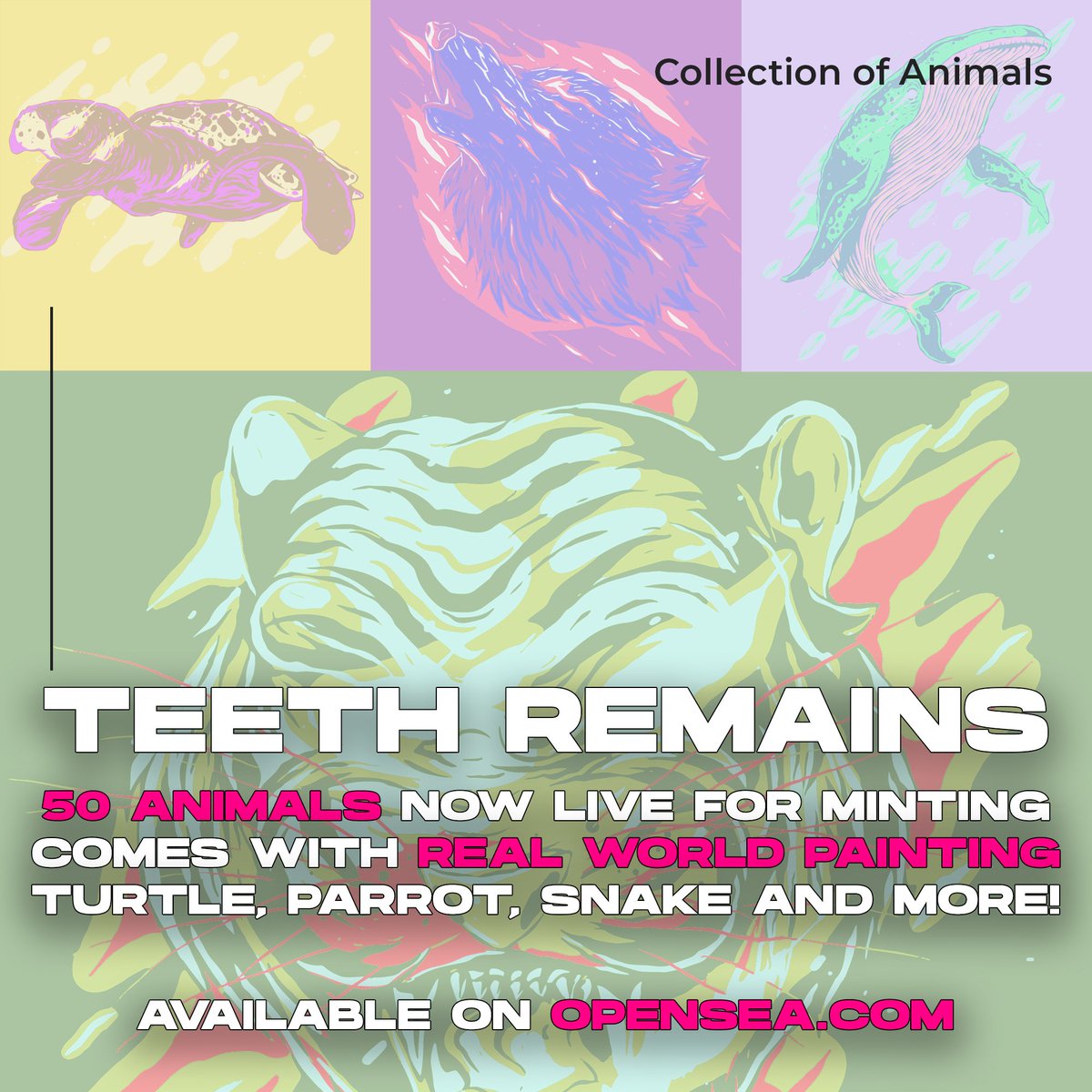 TeethRemains's tweet photo. Teeth Remains is live now! Comes with real-world painting! Check it out! 🔥🔥🔥 
https://t.co/aX54YsU3AD
#NFT #NFTGiveaway  #NFTcollection #nftcollectors 
https://t.co/aX54YsCsJ5 https://t.co/mbVcYQx77b