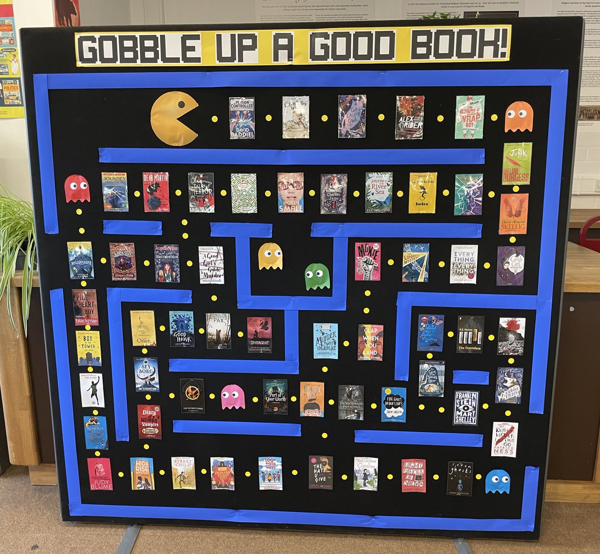 mrsbettysbooks's tweet image. My first “wall” display - I love my job! 📚😍 #schoollibrary