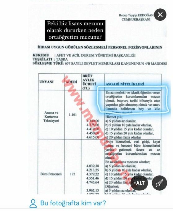 SafiyeKarabiber's tweet photo. ACİL YARDİM VE AFET YONETİMİ LİSASİYERLERİ boşta dururken  ortaogretim mezunlarını almak ne kadar ADALETLİ? @RTErdogan @drfahrettinkoca @AFADBaskanlik @afad_sen @hamzayerlikaya @TC_icisleri @suleymansoylu @drfahrettinkoca 
AfadAyayı unutma 
Afadayayı unutma https://t.co/Q8PsBgV0yE