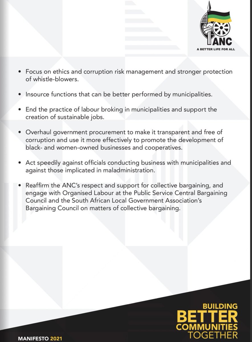 MbalulaFikile's tweet photo. After years of impunity, the ANC as the governing party is leading a new era of accountability and consequences for wrongdoing.
 
#ANCManifesto https://t.co/2BxOZ9oSBM