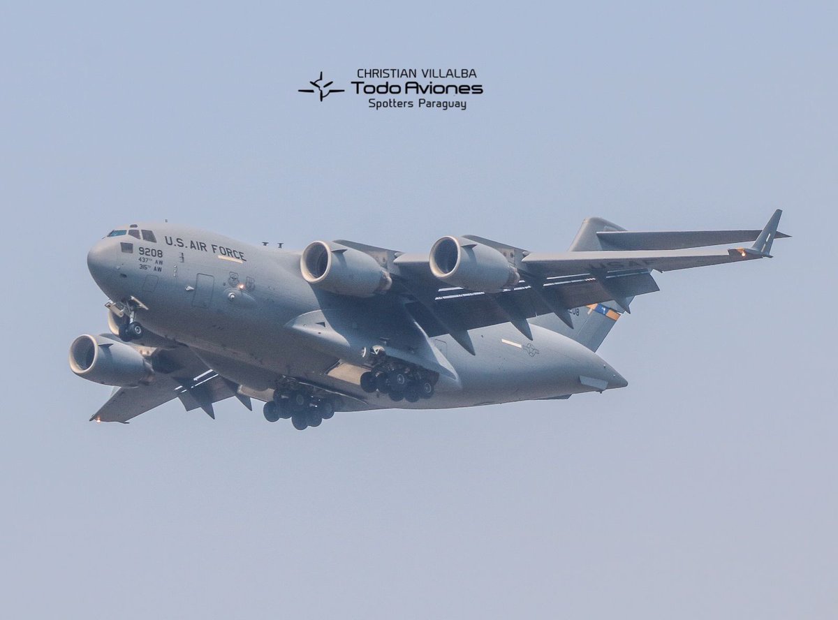 AvionesTodo's tweet photo. @USAF_ACC @USAFReserve  @BoeingDefense Globemaster III en aproximación al Aeropuerto Silvio Pettirossi hace unos momentos. @dinacpy @Spotters_Chile @ArgSpotters @SAirplanes @USAenEspanol @TorreElDorado @Desde_El_Patio @Transponder1200 @AviacinDefensa1 fotos by @christianspott2 https://t.co/IQFd7oXyDC