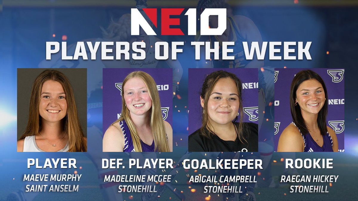 The NE10 (@thenortheast10) on Twitter photo ๐
๐๐๐๐ ๐๐๐๐๐๐ ๐๐๐๐๐๐ - ๐๐๐๐ ๐
<a href="/Stonehillfh/">Stonehill Field Hockey</a> claimed 3โฃ of 4โฃ awards this week, while <a href="/STAHawksFH/">Hawks Field Hockey</a> earned the Player of the Week honors!
๐: bit.ly/3ANAu7s
#NE10EMBRACE #NCAAD2 ๐
๐๐๐๐ ๐๐๐๐๐๐ ๐๐๐๐๐๐ - ๐๐๐๐ ๐
<a href="/Stonehillfh/">Stonehill Field Hockey</a> claimed 3โฃ of 4โฃ awards this week, while <a href="/STAHawksFH/">Hawks Field Hockey</a> earned the Player of the Week honors!
๐: bit.ly/3ANAu7s
#NE10EMBRACE #NCAAD2