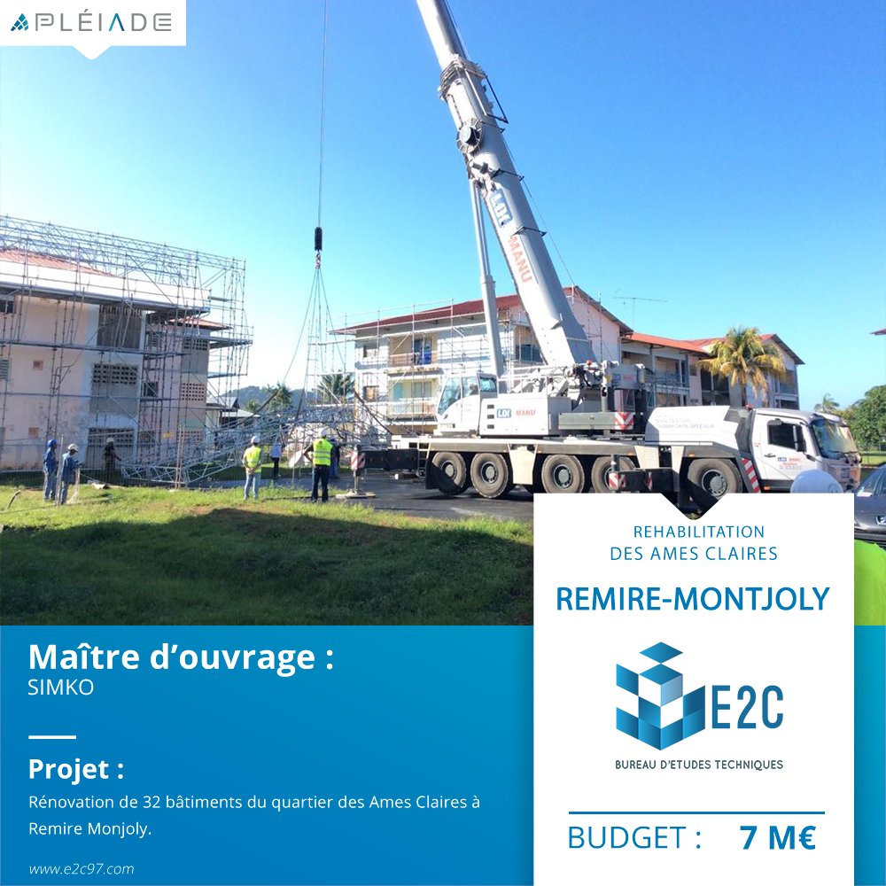 GroupePLEIADE's tweet photo. Le projet comprend la réhabilitation de 32 bâtiments du quartier des Ames Claires à  Remire-Monjoly. 

MO : SIMKO
Budget Travaux : 7 M€
Date de début des travaux : Janvier 2017
Date de livraison : En cours de livraison
Entreprises : E2C

#bâtiment #btp #remiremontjoly https://t.co/8VDbsohDWF