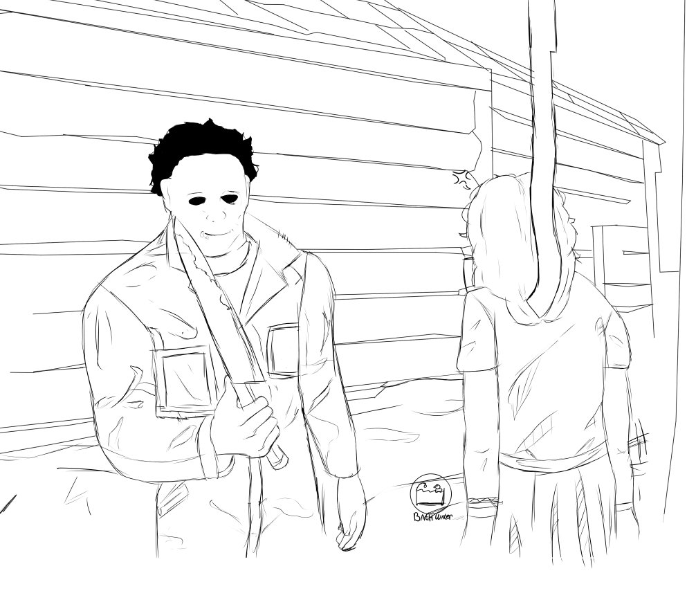 OBathwater's tweet photo. - You damn face camper!

Here's a sloppy sketch I just did! 
Game: Dead by Daylight
Enjoy~

!!IGNORE TAGS!!

#deadbydaylight #deadbydaylightfanart #michealmyers #michaelmyers #halloween #dbd #digitalart #art https://t.co/X1LFVK5Jqt