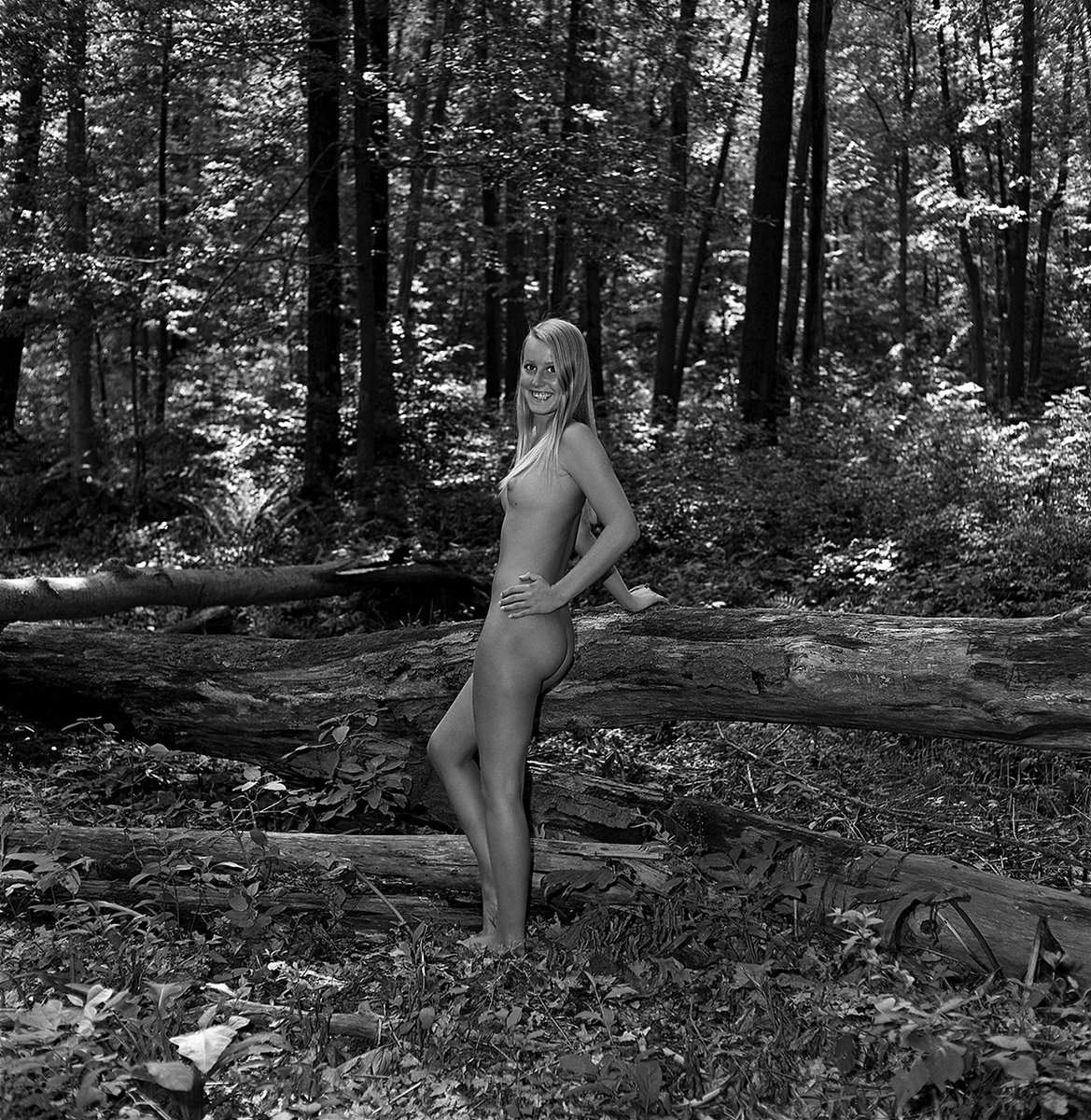 Medium format film scan of 1960s nudist Linda Shockley. 
