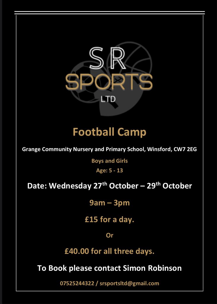 Details of our upcoming October half term camp at Grange Nursery &amp; Primary School, part of the <a href="/WeaverTrust/">Weaver Trust</a>