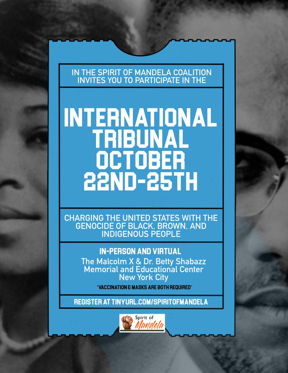 inthespiritt's tweet image. We charge the U.S. with genocide against Black, Brown, and Indigenous people! #WeChargeGenocide #FreethemAll #SpiritofMandela #FreetheLand #FreethePeople #tribunal2021 #genocide #humanrights #PeoplesSenate