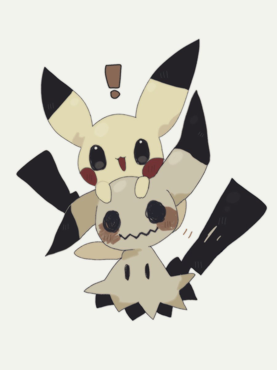 mimikyu pokemon (creature) no humans ! white background simple background open mouth smile  illustration images