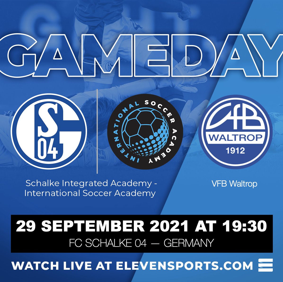 Almost GameDay!
⚽️ <a href="/s04/">FC Schalke 04</a> Integrated Academy U18 vs. VfB Waltrop
⏰ 19:30 CEST
🏟 FC Schalke 04
📺 mycujoo.tv/view/event/cku…