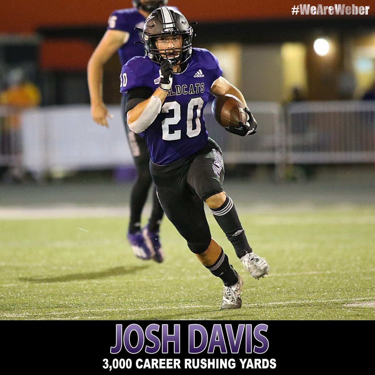In Saturday's game, Josh Davis became the fourth player in Weber State history to surpass 3️⃣,0️⃣0️⃣0️⃣ career rushing yards!

Congrats <a href="/Davis20Josh/">Joshua Davis</a>! 👏

#WeAreWeber