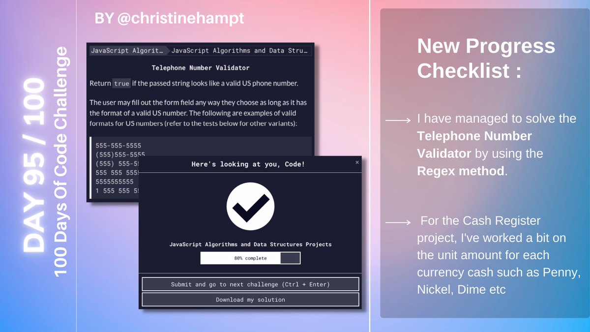✨DAY 95 of #100DaysOfCode ✨

5 days left 0: