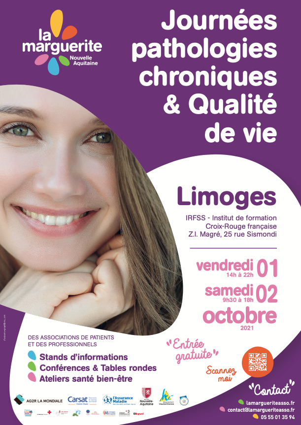 #Solidarité | <a href="/LimMetropole/">Limoges Métropole</a> est partenaire des « Journées pathologies chroniques &amp; qualité de vie » organisées les 1 et 02/10 à l'IRFSS Nouvelle-Aquitaine par <a href="/_lamarguerite/">La Marguerite Nouvelle-Aquitaine</a>.
Toutes les infos ➡️  limoges-metropole.fr/informations-t…