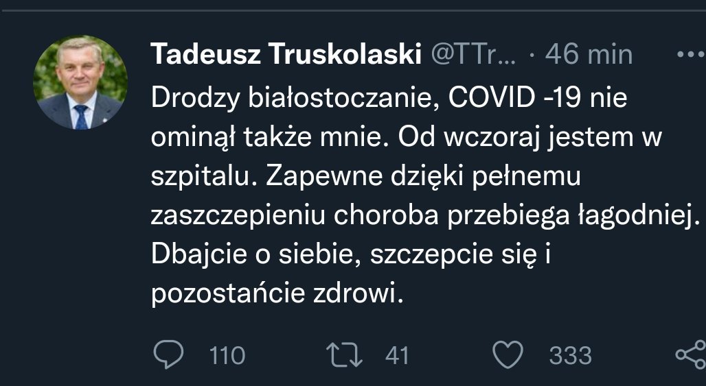 Jakis Truskolaski <a href="/TTruskolaski/">Tadeusz Truskolaski</a> pochwalil sie jaki to z niego lepszy cwaniak . Zlapal lagodna grype i poszedl na darmowy wikt i opierunek do szpitala .